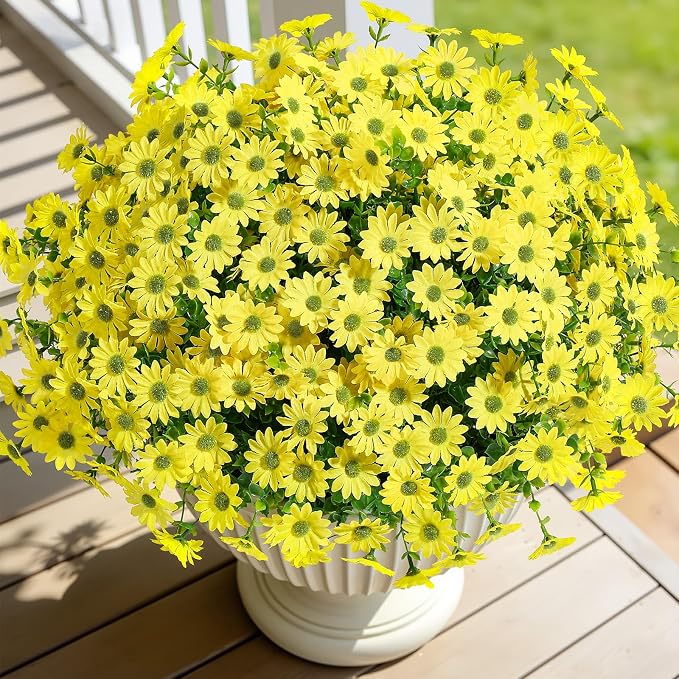 Alupssuc 20 Bundles Artificial Daisies Flowers Fake Silk Plant by Alupssuc