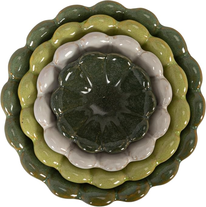 Creative Co-Op 4-Piece Stoneware Reactive Glaze Flower Shaped Bowl Set - Image 6