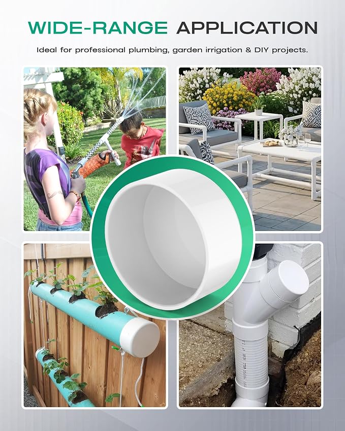 6 Inch PVC Cap, Fits Standard SCH40 6" PVC Pipe Fittings, Garden & Furniture - Image 9