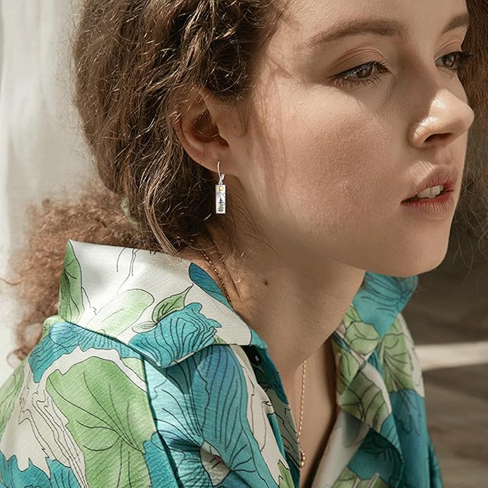 YFN Mountain Earrings 925 Sterling Silver Abalone Dangle Drop Mountain Jewelry Gift for Skiers, Hikers, Campers, Climbers and Nature Lovers