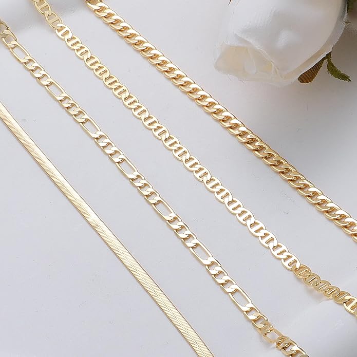 Anklets for Women 14K Gold Silver Plated Ankle Bracelets Trendy Waterproof Boho Anklets Set Adjustable Dainty Cute Diamond Beaded Heart Non Tarnish Summer Beach Jewelry Gift