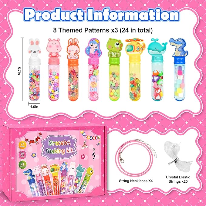 24 Pack Return Gifts Charm Bracelet Jewelry Making Kit Birthday Valentine's Day Gifts for Friends