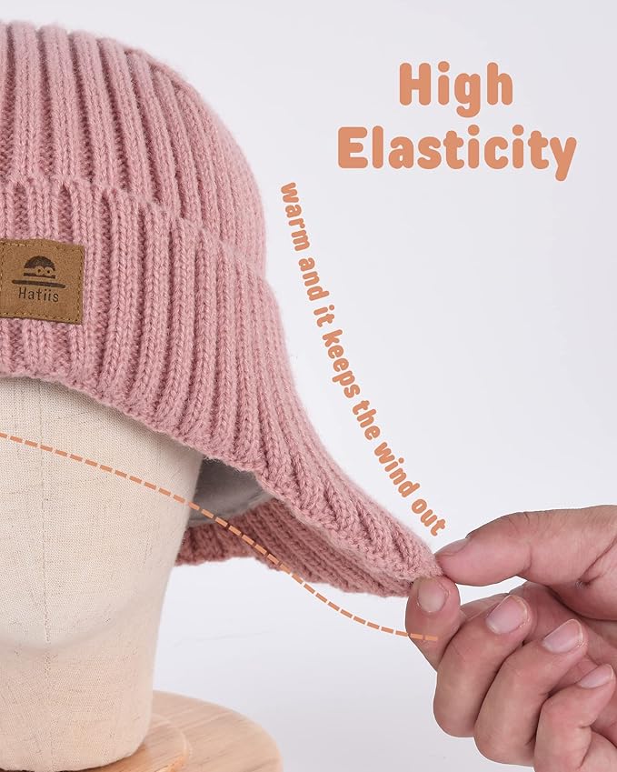 Baby Beanie Fleece Lined Toddler Winter Hat with Ear Flaps Little Girls Boys Warm Hats Cute Beanies for Kids