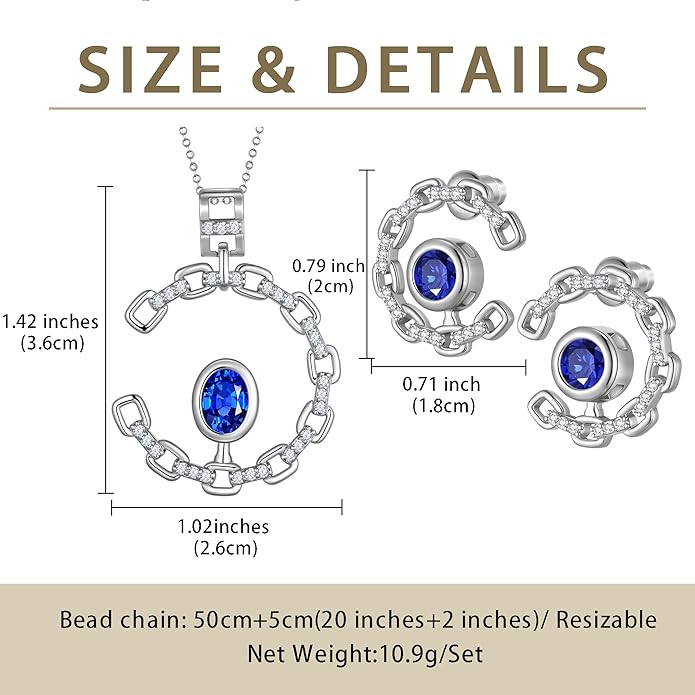 Elegant C-Shaped Crystal Necklaces/Stud Earrings Set with Birthstone Jewelry Set Silver Plated Fashion Jewelry for Women CS0003