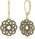 Amazon Essentials 925 Sterling Silver Leverback Celtic Knot Dangle with 18K Gold Plated Hypoallergenic Nickel-Free Earrings