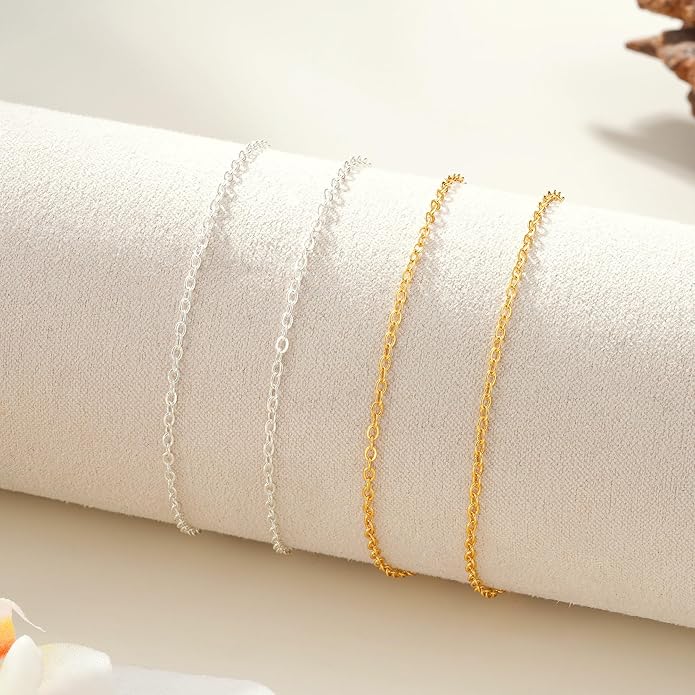Ankle Bracelets for Women - 14K Gold Plated Waterproof Cuban Water Wave Chain Beads Rhinestone Anklets Set Layered Anklet Bracelets for Women Gold Jewelry Gift