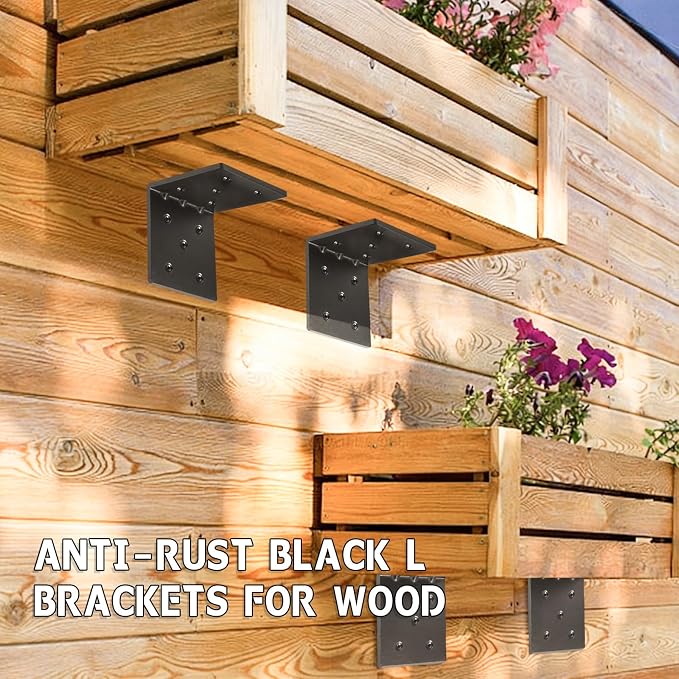 4 PCS Heavy Duty Steel Corner Brackets, DIY L Shelf Brackets, Metal Joint - Image 7