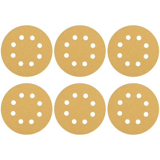 HARFINGTON 20Pcs 5Inch Sanding Discs 100Grit Yellow Aluminum Oxide 8 Hole | by HARFINGTON