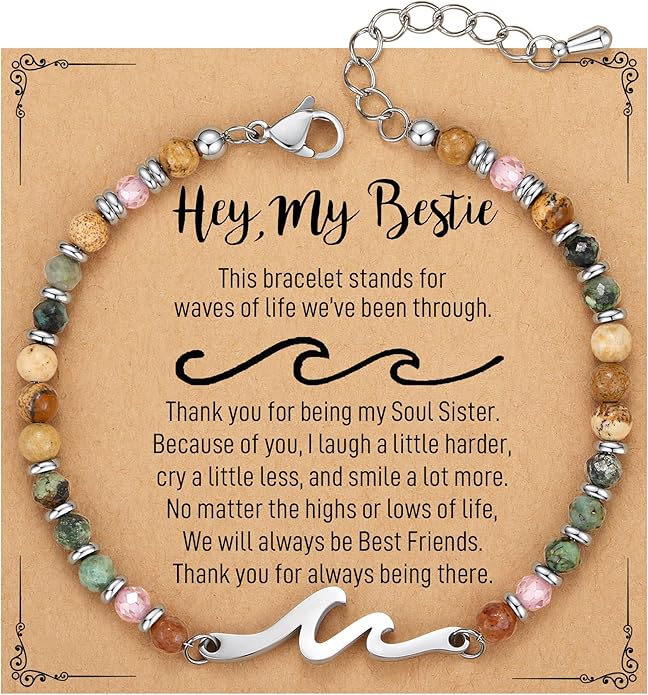 TONY & SANDY Friend Gifts for Women, Unique Valentine's Day Gifts for Her, Sister Gifts from Sister, Wave Bracelet, Christmas Birthday Gifts for Women, Bestie Friendship Bracelets