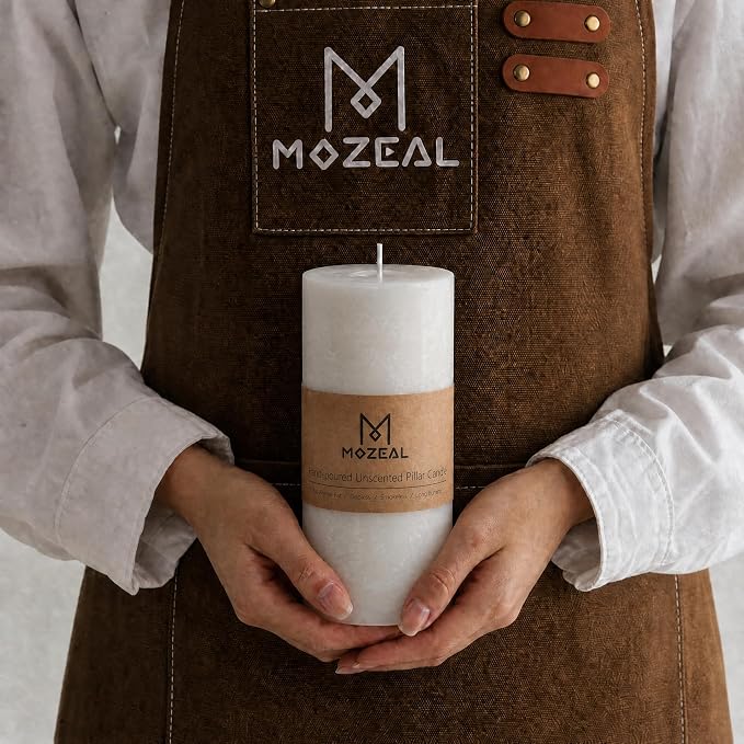 MOZEAL 4" x 10" Extra-Large White Pillar Candles, Long Clean-Burning, These - Image 2