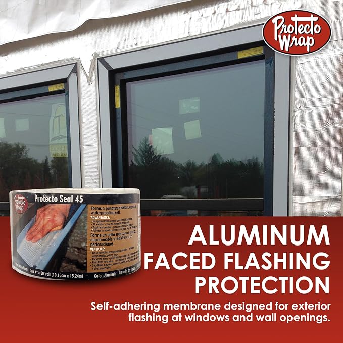 PS45 Alum Waterproofing Membrane – Self-Adhering Aluminum Flashing – UV-Rated - Image 2