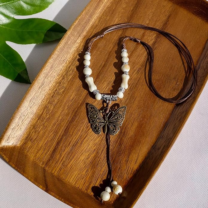 Boho Style Colorful Ceramic Bead Strand Necklace Adjustable Bohemian Jewelry Gift for Women, Fashion Clothing Matching Necklace