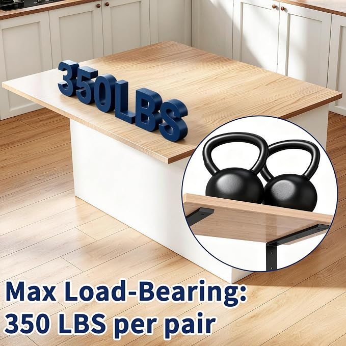 LSK 6PCS Countertop Bracket, L 14"×H 6", Heavy Duty Shelf Bracket, Granite - Image 4