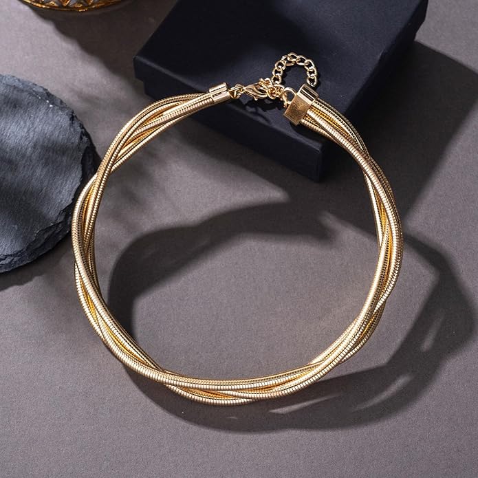 Chunky Gold Snake Chain Choker for Women Stainless Steel Layered Collar Necklace Punk Gothic Y2K Statement Jewelry Gift