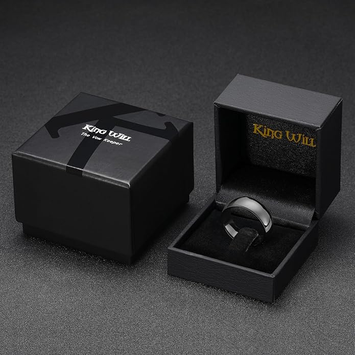 King Will Tungsten Carbide Wedding Band for Men Women Promise Rings for Couples Domed High Polish