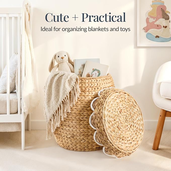 Best Choice Products Scalloped Multipurpose Hyacinth Storage Basket, Plant Décor - Image 7