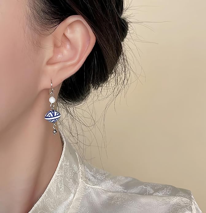 Hupplle Handmade Vintage Boho Dangle Earrings with Natural Stone Crystal Pearl Lightweight Hypoallergenic Elegant Jewelry Gifts for Women