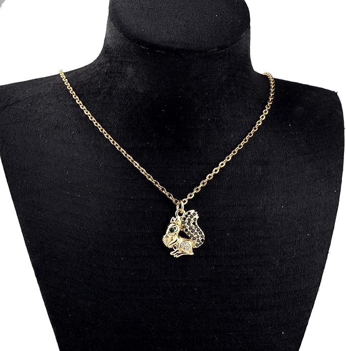 FUSTMW Squirrel Pendant Necklace Gifts for Squirrel Lovers Jewelry Squirrels Inspired Gifts for Women Forest Animal Gift