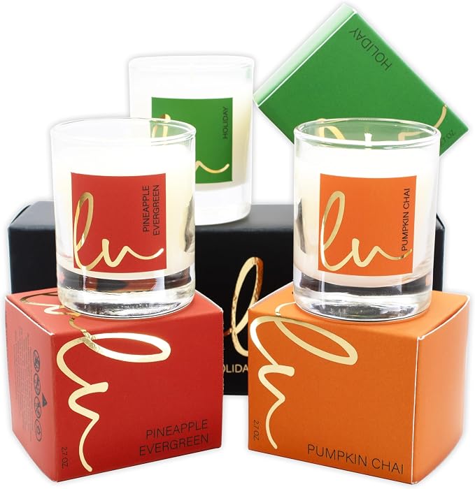Lulu Candles Holiday, Pineapple Evergreen & Pumpkin Chai, 2.7 Oz Gift Set | 3 - Image 7