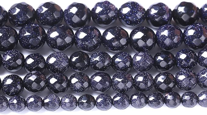 4mm 90pcs Natural Blue Sandstone Faceted Stone Beads for Jewelry Making DIY Bracelet Necklace Accessories 15" Energy Healing Power Stone Beads (Faceted Blue Sandstone, 4mm)