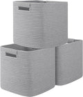 OIAHOMY Storage Cubes 11 Inch Bins-3-Pack, Cotton Rope Woven Baskets by MasterofSpaceOptimization