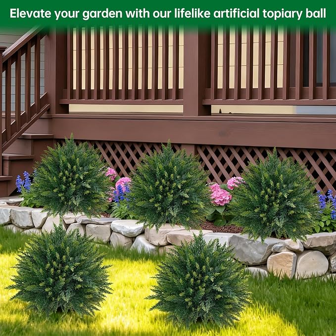 Artificial 2 Pack Cedar Topiary Trees - Image 6