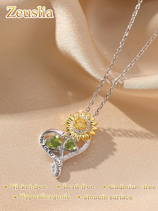 Valentine's Day Gifts for Wife 925 Sterling Silver Double Birthstone Pendant Necklaces I Love You for Always and Forever Necklace Anniversary Birthday Gifts for Wife Girlfriend Mom Her