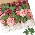 AmyHomie Rose Shades Rose 25pcs Real Looking Artificial Flowers w/Stem | Bouquet by AmyHomie