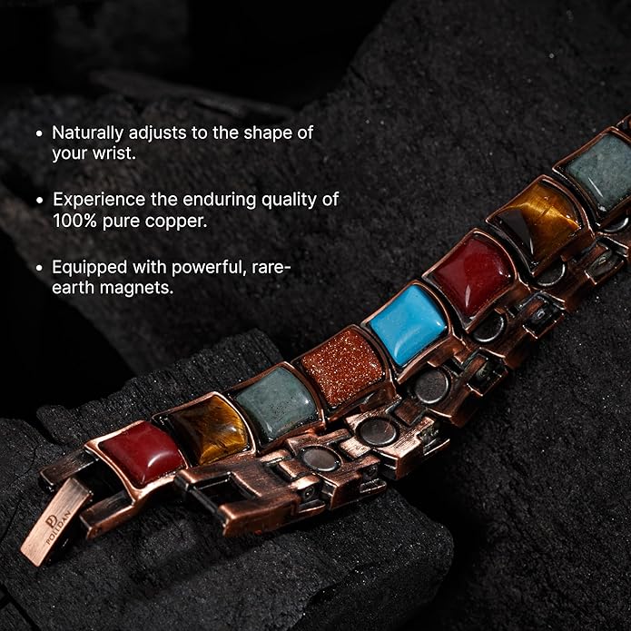 Copper Bracelets for Women - 6200 Gauss Power | 3X Strength Copper Bracelet | Magnetic Bracelets for Women - Adjustable Fit | 99.99% Pure Copper Bracelet for Women | Stylish Copper Jewelry