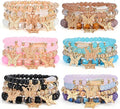 Bohemian Bracelet Sets for Women - 6 Sets Stackable Stretch Bracelets Multi-color Boho Jewelry for Women Hippie Bracelets Dainty Jewelry