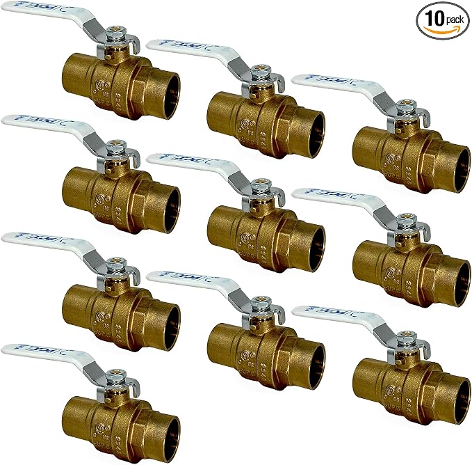 PROCURU 1-Inch Sweat Heavy Duty Brass Ball Valve, Full Port, 600 WOG, LF by PROCURU