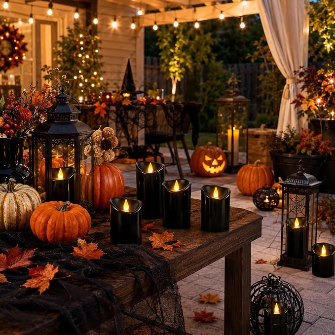 Flameless Candles 4" 5" 6" Set of 9 Outdoor Indoor Pillars Battery Operated - Image 5