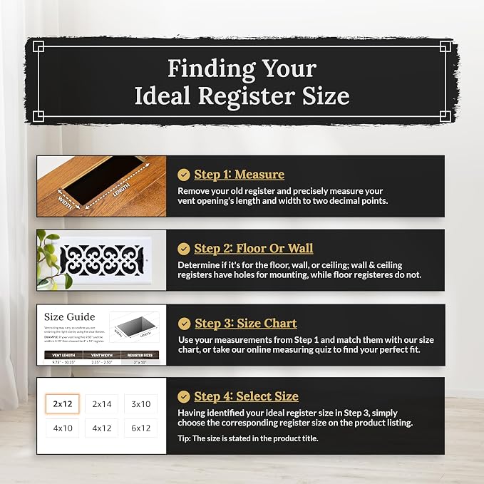 Decor Grates AJH212-GM Oriental Floor Register, 2x12 Inches, Gun Metal - Image 2