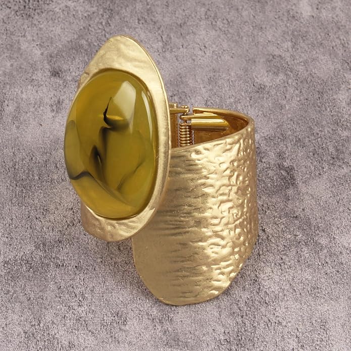 Gold Cuff Bracelet for Women Silver Beaded Bracelets Open Bangle Stackable Stretch Bead Bracelet Boho Jewelry Gifts for Wife Couple