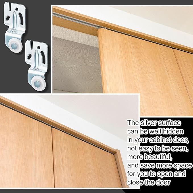Blulu 8 Pcs Sliding Closet Door Roller Kit | Wardrobe Wheels Hardware, Fits Top - Image 6