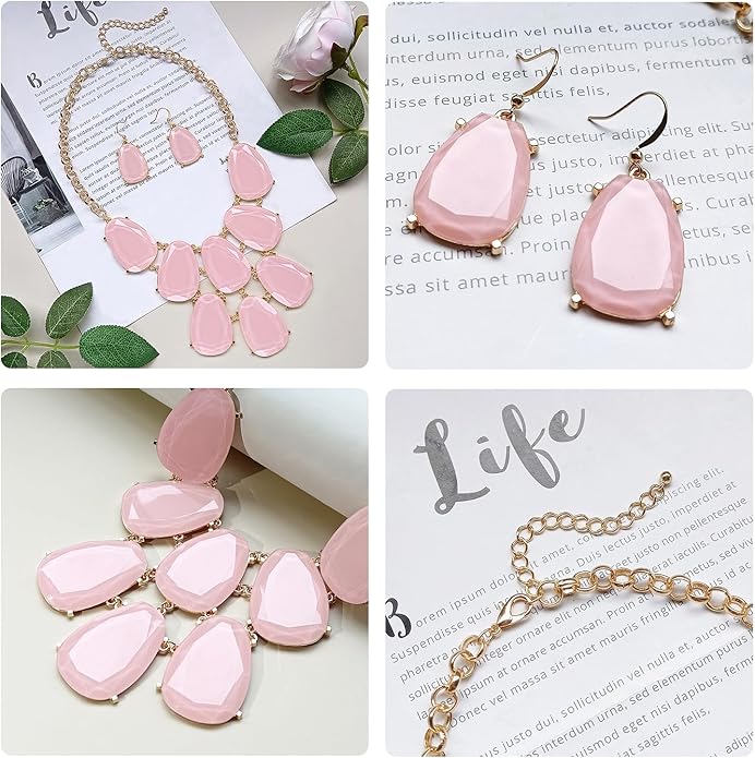Firstmeet Chunky Bubble Statement Collar Necklace with Earrings for Women