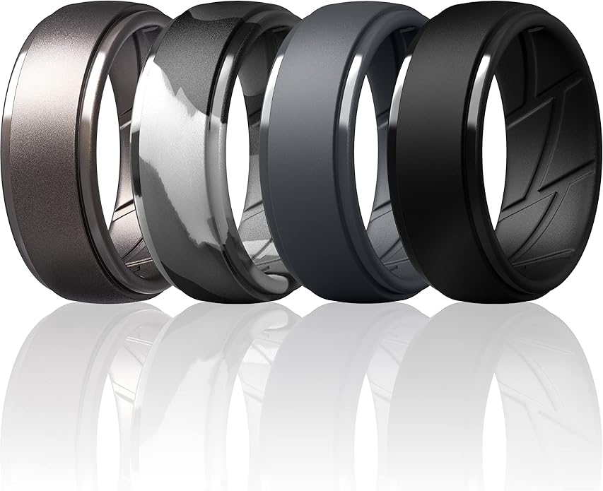 ThunderFit Men's Silicone Rings 10mm Wide 2.5mm Thick Rubber Bands, Breathable, Variety Multipack 1-10