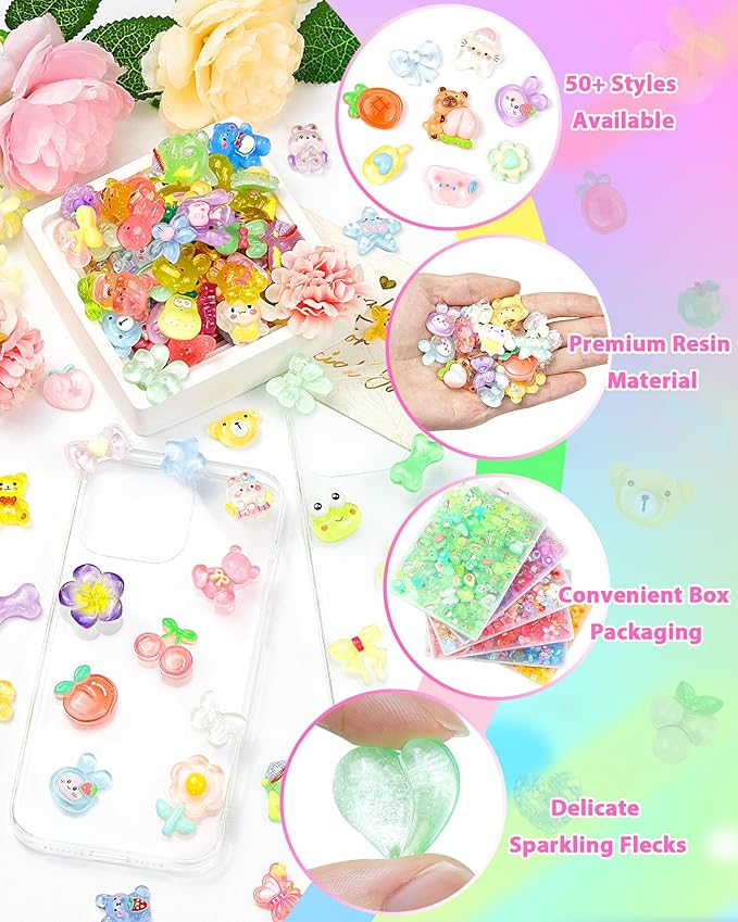 100PCS FIVEIZERO Cute Slime Charms Bulk Set – Kawaii Flatback Resin Charms for Crafts, Mini Decoden Acrylic Embellishments for Phone Junk Cases, Scrapbooking & DIY Decoration (Yellow)