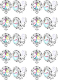 FIBO STEEL Clip on Halo Earrings Rhinestone Earrings Crystal Earrings for Women Round Acrylic Stone Inside Dance Competitions Stage Opera Performance Wedding Party Jewelry