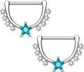 Melighting 14G Star Nipple Rings Steel 316L Nipple Piercing Jewelry Clear CZ Nipple Bars Clicker Nipple Barbell For Women Men 14mm