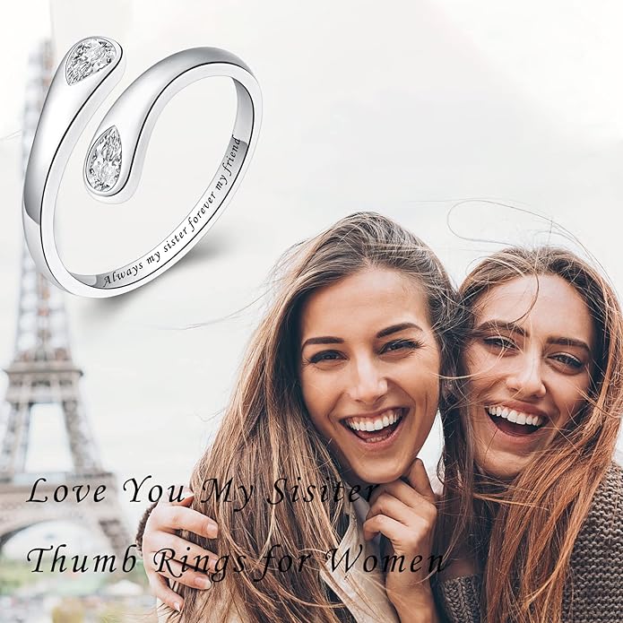 Fookduoduo 925 Sterling Silver Ring Inspirational Jewelry adjustable Wrap Open Rings for Women