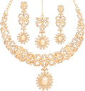 Touchstone Indian jewelry sets for women wedding gold kundan necklace traditional earrings tikka bollywood party style white crystal rhinestone guest gift bridal costume prom dainty accessories