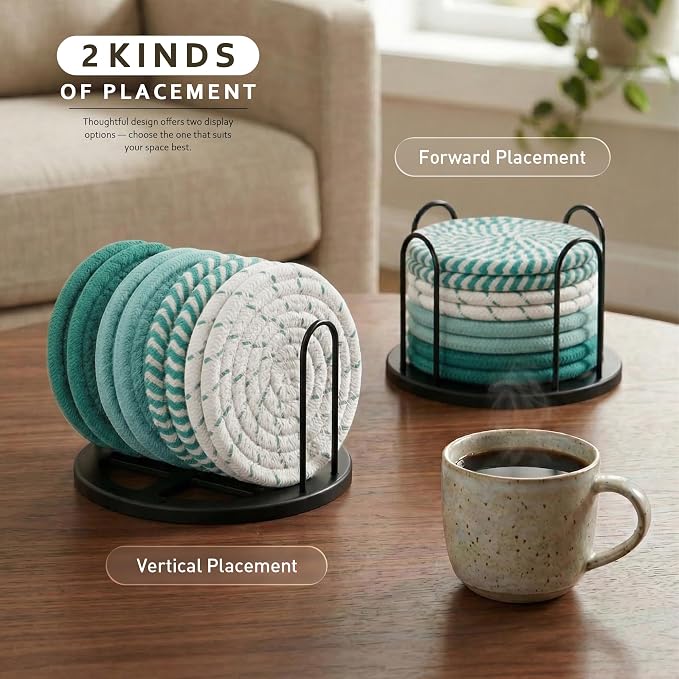 Lazebox Coasters Set of 8 for Drinks, 4 Inch Large Coasters for Coffee Table - Image 6