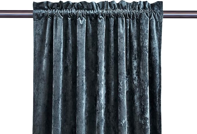 Chezmoi Collection Lux Storm Blue Lush Plush Velvet Curtains 2 Panel Set - Image 8