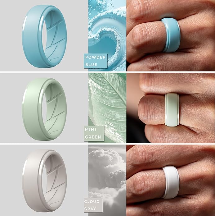 ThunderFit Men's Silicone Rings 10mm Wide 2.5mm Thick Rubber Bands, Breathable, Variety Multipack 1-10
