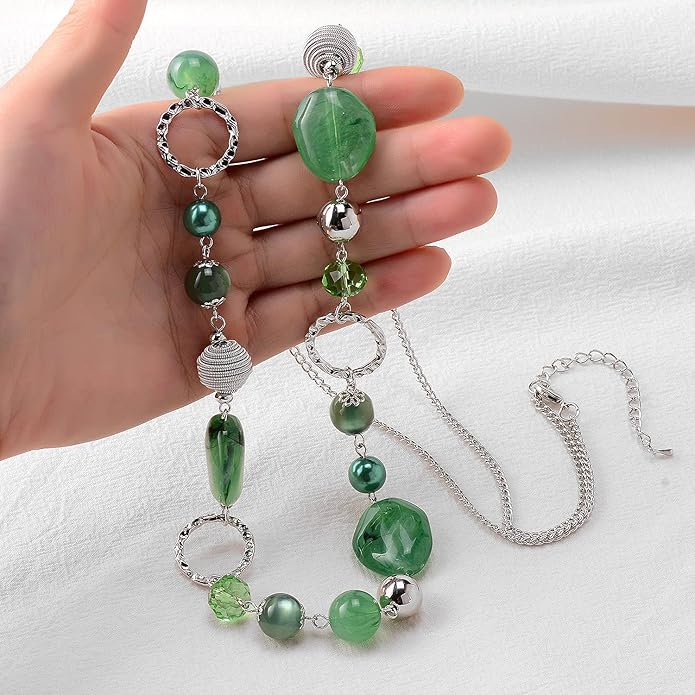 PEARL&CLUB Long Beaded Necklaces For Women - Sweater Chain Fashion Jewelry Necklace Gifts For Women