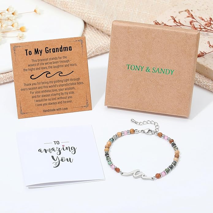 TONY & SANDY Friend Gifts for Women, Unique Valentine's Day Gifts for Her, Sister Gifts from Sister, Wave Bracelet, Christmas Birthday Gifts for Women, Bestie Friendship Bracelets