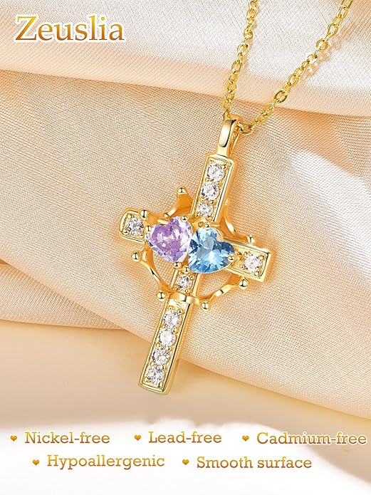 Valentine's Day Gifts for Wife 925 Sterling Silver Double Birthstone Pendant Necklaces I Love You for Always and Forever Necklace Anniversary Birthday Gifts for Wife Girlfriend Mom Her