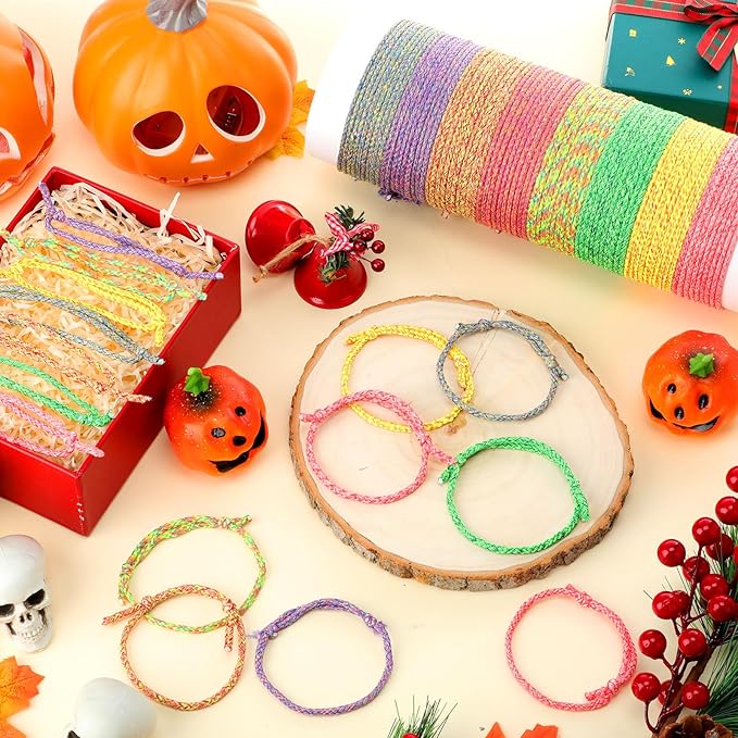 Remerry 168 Pcs Friendship Bracelets Adjustable Woven Rope Bracelets Bulk Valentine's Day Birthday Party Favors & Goodie Bag Stuffers, 8 Assorted Colors(Vivid Colors)