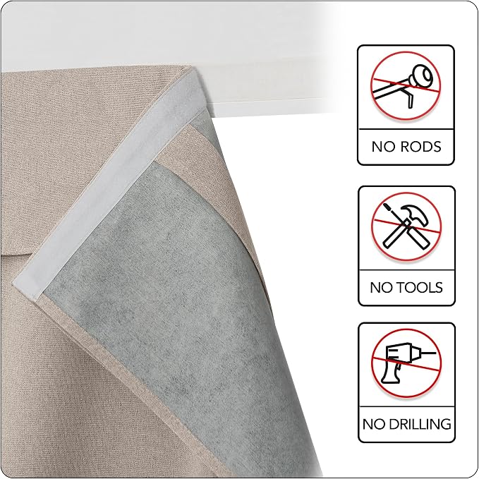 RYB HOME 100% Blackout Short French Door Linen Curtain - Image 6